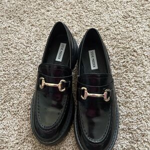 Steve Madden Black Loafers with Gold Accent